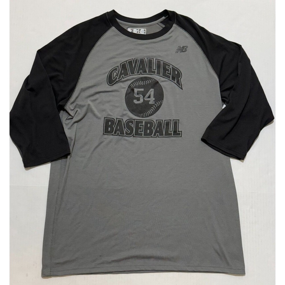 New Balance Men's UVA Cavaliers Baseball 3/4 Sleeve Black & Gray Tshirt Size‎ XL